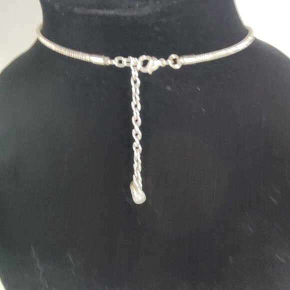 Stella & Dot Silver Metallic Abstract Contemporary Fringe Statement Necklace - Picture 3 of 4